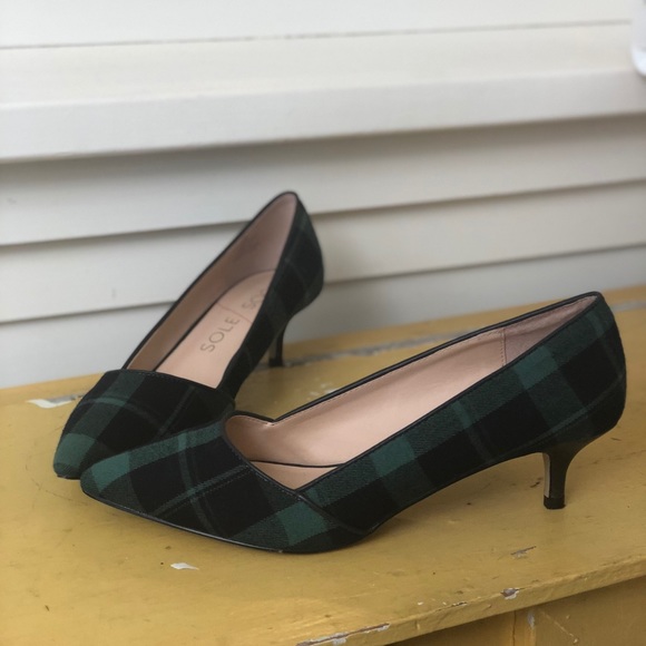 green plaid heels